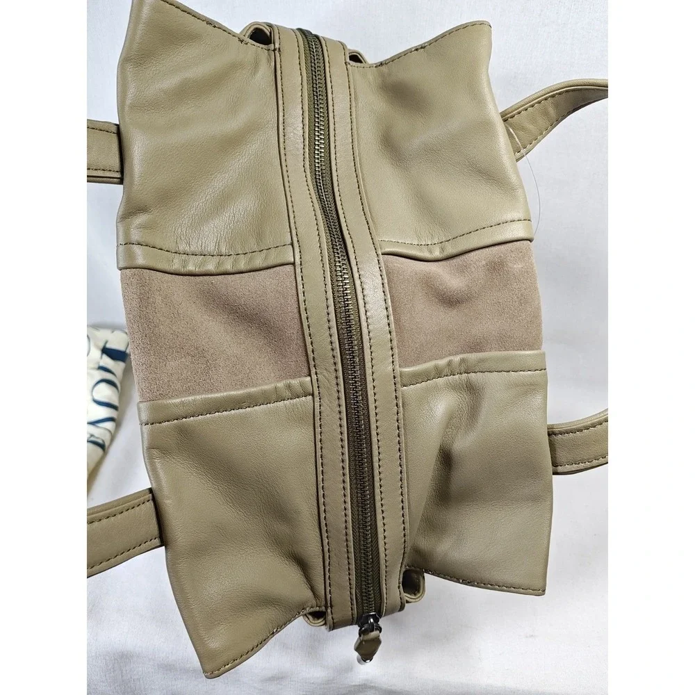 Cole Haan Maria Sharapova Alvy Satchel Bag Summer Khakis Tan Leather Suede NWT